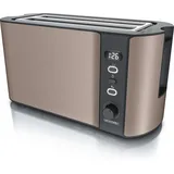 Arendo Toaster, 2 lange Schlitze, für 4 Scheiben, 1500 W, Langschlitz, Brötchenaufsatz, Wärmeisolierendes Gehäuse, Display, bronze - Naturbelassen/Bronze