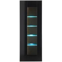 Furn.design Vitrine schwarz Hochglanz, Eiche, Nachbildung,Eiche, 45x131x38 cm, Wohnzimmer,