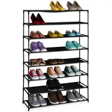 Relaxdays Schuhregal, Schwarz, Metall, Kunststoff, 83x124x28 cm, Garderobe, Schuhaufbewahrung, Schuhregale