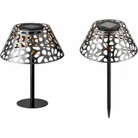 Seasonals LED Solar Tischleuchte Gartenstecker silber Antik Optik 25,5cm