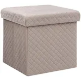 5 five simply smart Five 2 in 1 Pouf e contenitore in velluto beige lino 31 x 31 cm