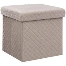 5 five simply smart Five 2 in 1 Pouf e contenitore in velluto beige lino 31 x 31 cm