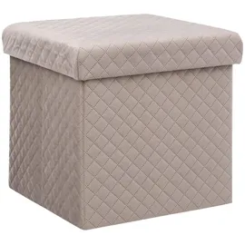 5 five simply smart Five 2 in 1 Pouf e contenitore in velluto beige lino 31 x 31 cm