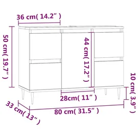 vidaXL Badezimmerschrank 80 x 60 cm Schwarz