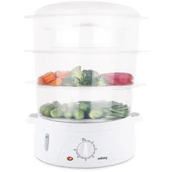 Wëasy Elektrischer Dampfgarer VEGE8 Multifunktions, 3 stapelbare Schalen zum Kochen von Eiern, Gemüse, Fleisch, Fisch, Rizkocher