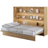 Schrankbett Bed Concept, Wandklappbett mit Lattenrost, V-Bett, Wandbett Bettschrank Schrank mit integriertem Klappbett Funktionsbett (BC-04, 140 x 200 cm, Artisan Eiche, Horizontal)