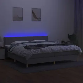 vidaXL Boxspringbett mit Matratze & LED Hellgrau 200x200 cm Stoff