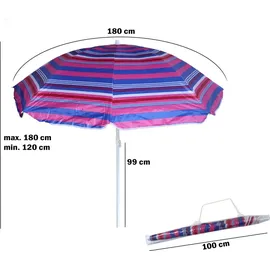 Ellug gestreifter Sonnenschirm 180 x 180 cm Pink