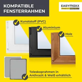 EasyMaxx Insektenschutzgitter Teleskop 4er-Set 80 x 100 cm Anthrazit