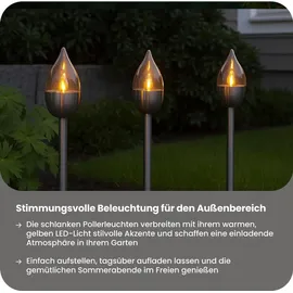 Star Trading LED Solar Fackel Olympus 3er Set silber