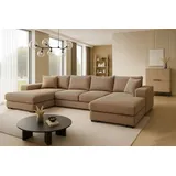 A&J MöbelLand Ecksofa VIENA Bonellfederkern 3-Sitzer Beige