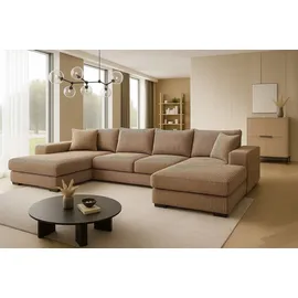 A&J MöbelLand Ecksofa VIENA Bonellfederkern 3-Sitzer Beige