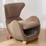 Merax Loungesessel, Haustierfreundlicher Einzelsessel mit integrierter Katzen-/Hundehöhle, Kratzfester Stoff, Gepolsterter Fernsehsessel mit Massivholzrahmen für Wohnzimmer, Hellbraun