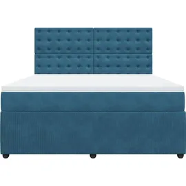 vidaXL Boxspringbett mit Matratze Blau 180x200 cm Samt