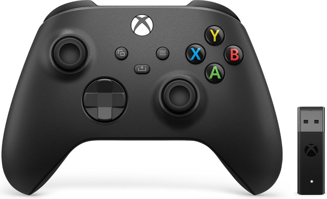 Microsoft Xbox Wireless Controller + Wireless Adapter for Windows 10 (Xbox One X, Xbox Series X, PC, Xbox One S, Xbox Series S), Gaming Controller, Schwarz
