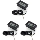 Verwenden Sie einen digitalen Temperaturmonitor, LCD-Thermometer mit externem Sensor für Kühlschrank und Gefrierschrank, Acuario – Schwarz