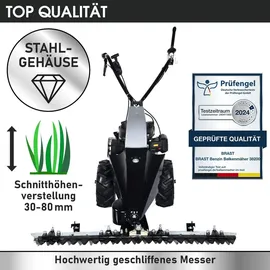 Brast Balkenmäher Benzin 3,5kW(4,8PS) mit Antrieb Schnittbreite 97cm Luft-Bereifung mit Geländeprofil Rasenmäher Hochgrasmäher Wiesen-Mäher 196ccm
