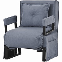 BlingBin Sessel Schlafsessel Liegestuhl (1-St., 3-in-1-Indoor-Liegen, 180CM lang), klappbarer Sofasessel mit Kissen, Mit zwei Seitentaschen grau