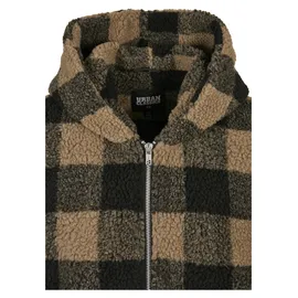 URBAN CLASSICS Hooded Oversized Check Sherpa Big Jacke Beige / Black 4XL