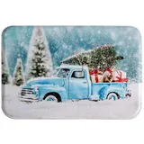 A.Monamour rutschfest Saugfähig Waschbar Badematte Auto Der Eine Kiefer Und Geschenke Weihnachten Trägt Weich Flanell Badezimmerteppich Badteppich Badvorleger Badewanne Dusche Duschvorleger
