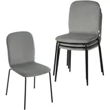 WOLTU Esszimmerstühle 4er Set, Küchenstuhl Polsterstuhl Wohnzimmerstuhl Stapelstuhl, bequemer Stuhl modern, Samtstuhl mit Metallbeinen, Esszimmer Küche Wohnzimmer Schlafzimmer, Dunkelgrau, EZS41dgr-4