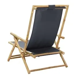 vidaXL Relaxstuhl Verstellbar Dunkelgrau Bambus und Stoff