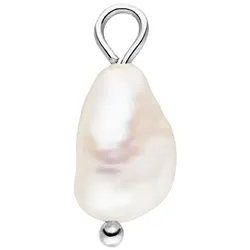 Ketten-Anhänger PURELEI "Schmuck Geschenk Pearl Halsschmuck Anhänger Halskette, 2043-Charm", silber (edelstahlfarben, weiß), Schmuckanhänger, Damen, Edelstahl-Perlen, 1,5 g, Edelstahl, Perlen, mit Muschelperle