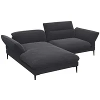 FLEXLUX Ecksofa Salino, Funktionssofa mit Recamiere, Relaxsofa, Ecksofa, Sofa mit Arm- und Kopfteil-Verstellungen, Kaltschaum & Stahl-Wellen grau