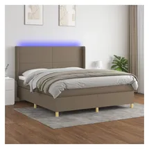 vidaXL Boxspringbett mit Matratze & LED Taupe 180x200 cm Stoff
