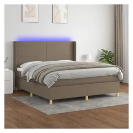 vidaXL Boxspringbett mit Matratze & LED Taupe 180x200 cm Stoff