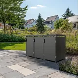 Green Spirit® 3er Mülltonnenbox Stahl Anthrazit 120/240 l Gasdruckfeder-Deckel