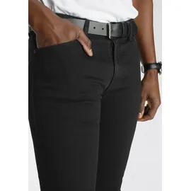 delmao Stretch-Jeans ""Reed"", Herren, Gr. 42, Länge 32, schwarz, Obermaterial: 82% Baumwolle, 16% Polyester, 2% Elasthan, unifarben, Basic, normal lang, Jeans, gerader Beinschnitt, Used-Look-Waschung, niedrige Leibhöhe