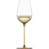 Eisch Champagnerglas "INSPIRE SENSISPLUS" Trinkgefäße Gr. Ø 7,9 cm x 24,2 cm, 400 ml, 2 tlg., gelb (amber) Kristallgläser die Veredelung der Stiele erfolgt in Handarbeit, 400 ml, 2-teilig