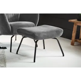 KAWOLA Ohrensessel LOTTE Velvet 79 x 117 x 0 cm Silber mit Hocker