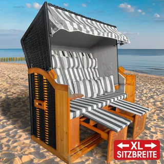 XL Strandkorb 3-Sitzer OSTSEE grau/weiß gestreift