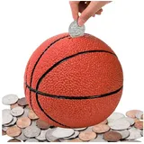 autolock Spardose Basketball Sparschwein, 5.5“/7,5“ große bruchsichere Münzbank Ø 14 cm