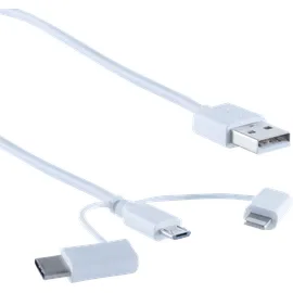 ShiverPeaks BS14-50073 USB Kabel 1 m USB A USB C/Micro-USB B/Lightning Silber