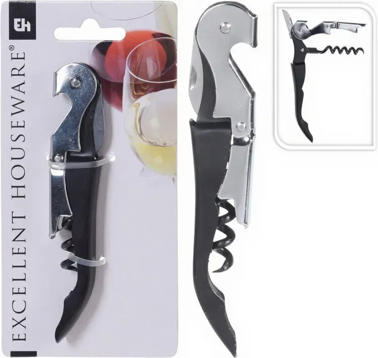 3-in-1-Korkenzieher, schwarz