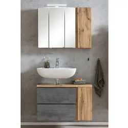 Modernes Badmöbel Set 85 cm breit LED Beleuchtung (zweiteilig)