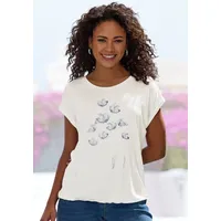 Vivance by Lascana Kurzarmshirt mit floralem Print aus elastischem Viskose Jersey, sommerlicht leicht weiß 52/54