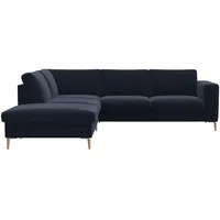 FLEXLUX Ecksofa »Fiore, L-Form«, breite Armlehnen, Füße Alu/Eiche, B/T 241/225 cm, Kaltschaum im Sitz blau