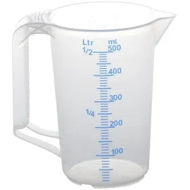 Hünersdorff Messkanne 500 ml, PP, 2 Skalen geschlossener Griff, transparent