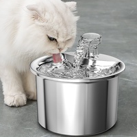 GAVALE 2L Hunde Trinkbrunnen, Ultra leiser automatischer Haustier-Wasserspender aus 304 Edelstahl mit Sensor, Katzen-Trinkbrunnen für Katzen und kleine Hunde