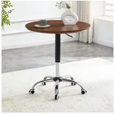 BlingBin Beistelltisch Rollender Couchtisch Moderner Rundtisch Küchentisch für Wohnzimmer (1 Stück, 1-St., Durchmesser 70 cm), hoher Beistelltisch, höhenverstellbar 73,5-98,5 cm für Homeoffice braun