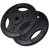 GORILLA SPORTS Hantelscheiben Einzeln/Set, Tri-Grip, 30/50mm, Gusseisen, Silber/Schwarz, Hanteln Set, Gewichtsscheiben, Gewichte von 0,5kg bis 30kg, für Krafttraining schwarz Set 30 kg (2x15 kg)