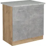 Vicco Vicco, Küchenunterschrank R-Line, Beton/Goldkraft Eiche, 80 cm AP Marmor