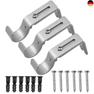 Fodlon Vorhang Gardinenstange Halterung, 3 Stücke Einstellbare Vorhang Halter Vorhang Gardinenstange Halterung Vorhang mit Schrauben und Befestigungen-Silber