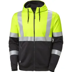 Warnschutz Kapuzen-Sweatjacke "ADDVIS" UV-Schutz - L - gelb/schwarz