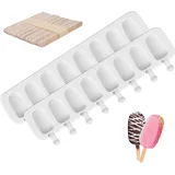 Molde de crema helada, Mini Moldes Silicona Para Hacer Helados moldes para helado, moldes para helado, 2 Pcs 8 Kavitäten Silikon Eisformen Eis Am Stiel Pop Ice Lolly 50 Holzstäbchen