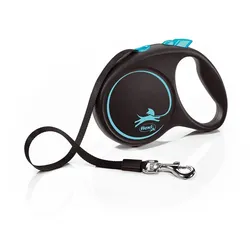 FLEXI Automatik-Leine Black Design M Gurt 5 m blau